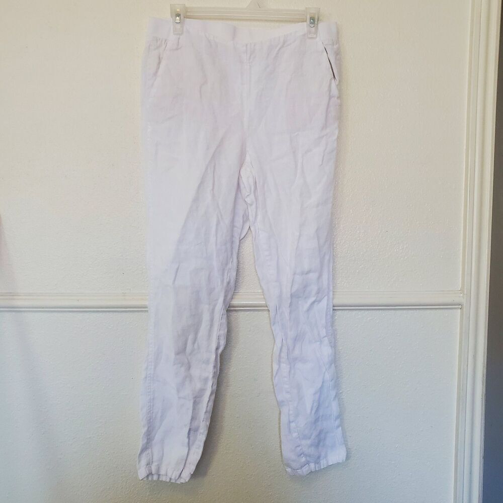 J.Jill Love Linen Pants Casual Comfort Pullon Tapered Leg Women Size Small White